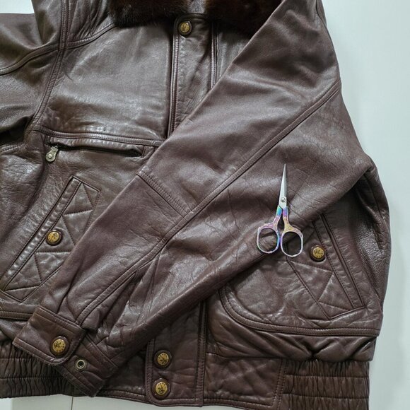 Santa Barbara Polo Racquet Club Leather Jacket Men 50 Brown LS Equestrian Vtg - Picture 14 of 16